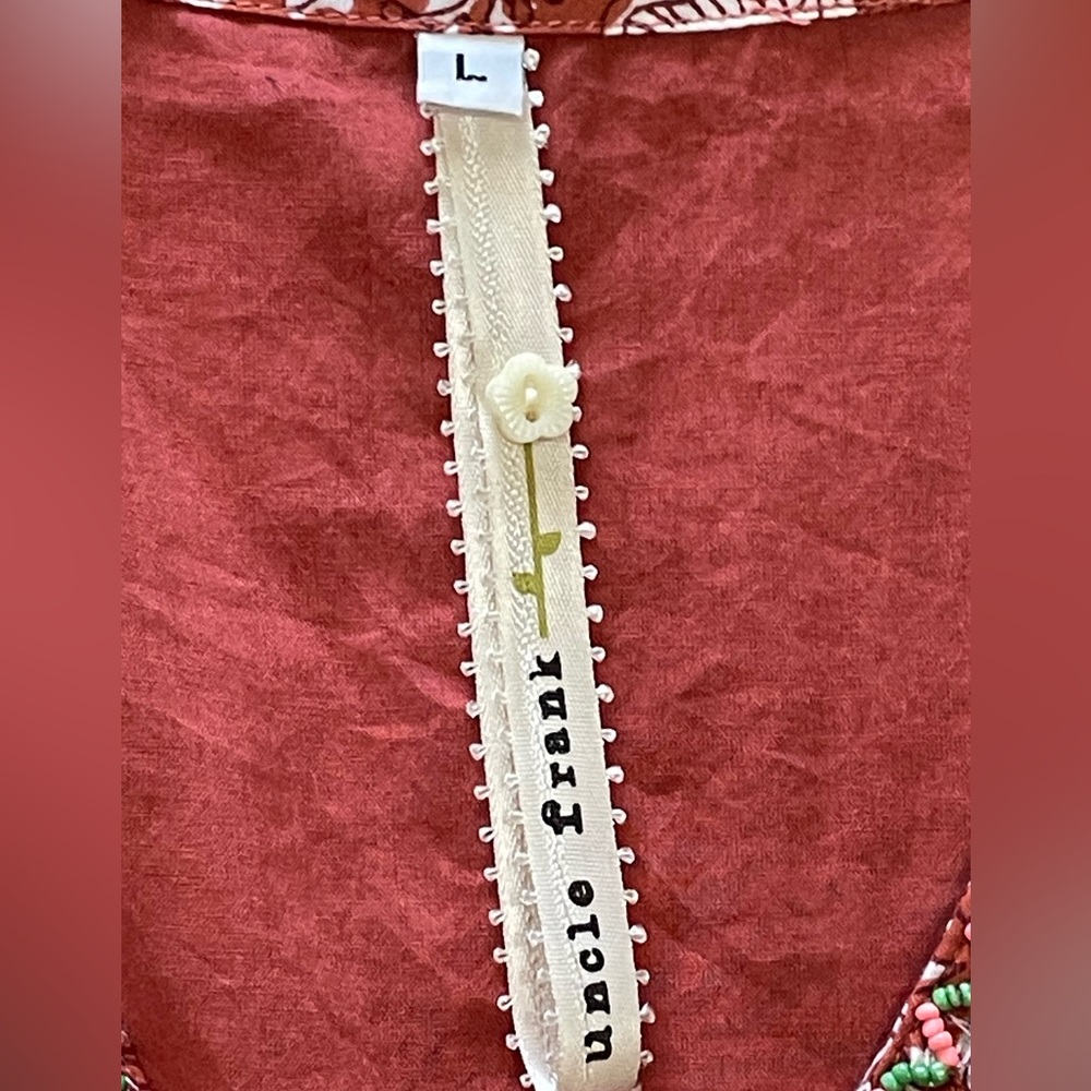 Uncle Frank by Ivy Jane Anthropologie Ruffle Floral Boho Tunic Swing Dress L - Picture 12 of 13